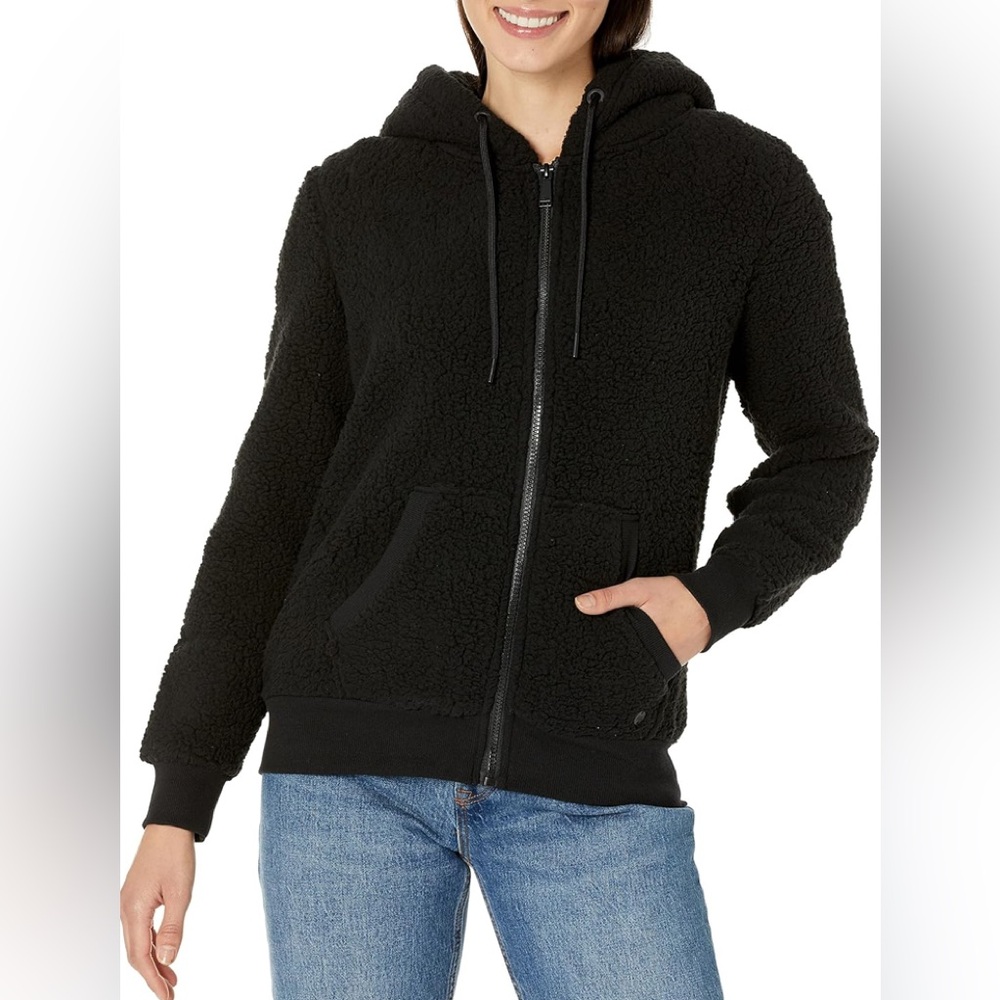 ANDREW MARC || Marc New York Teddy Fleece Zip Hoodie in Black - SZ Med 🖤NWT🖤
